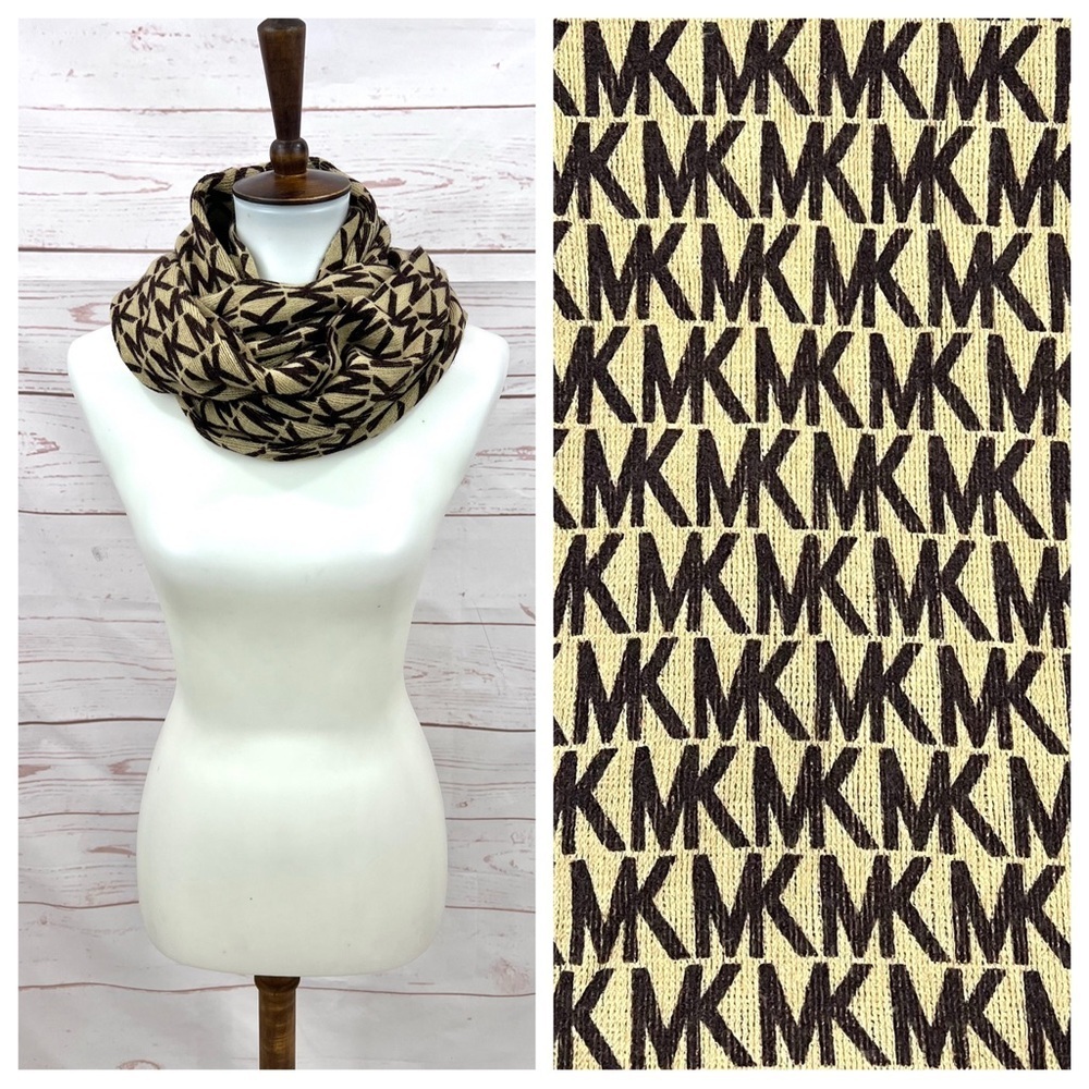 Michael Kors Reversible Brown & Tan MK Monogram Infinity Scarf